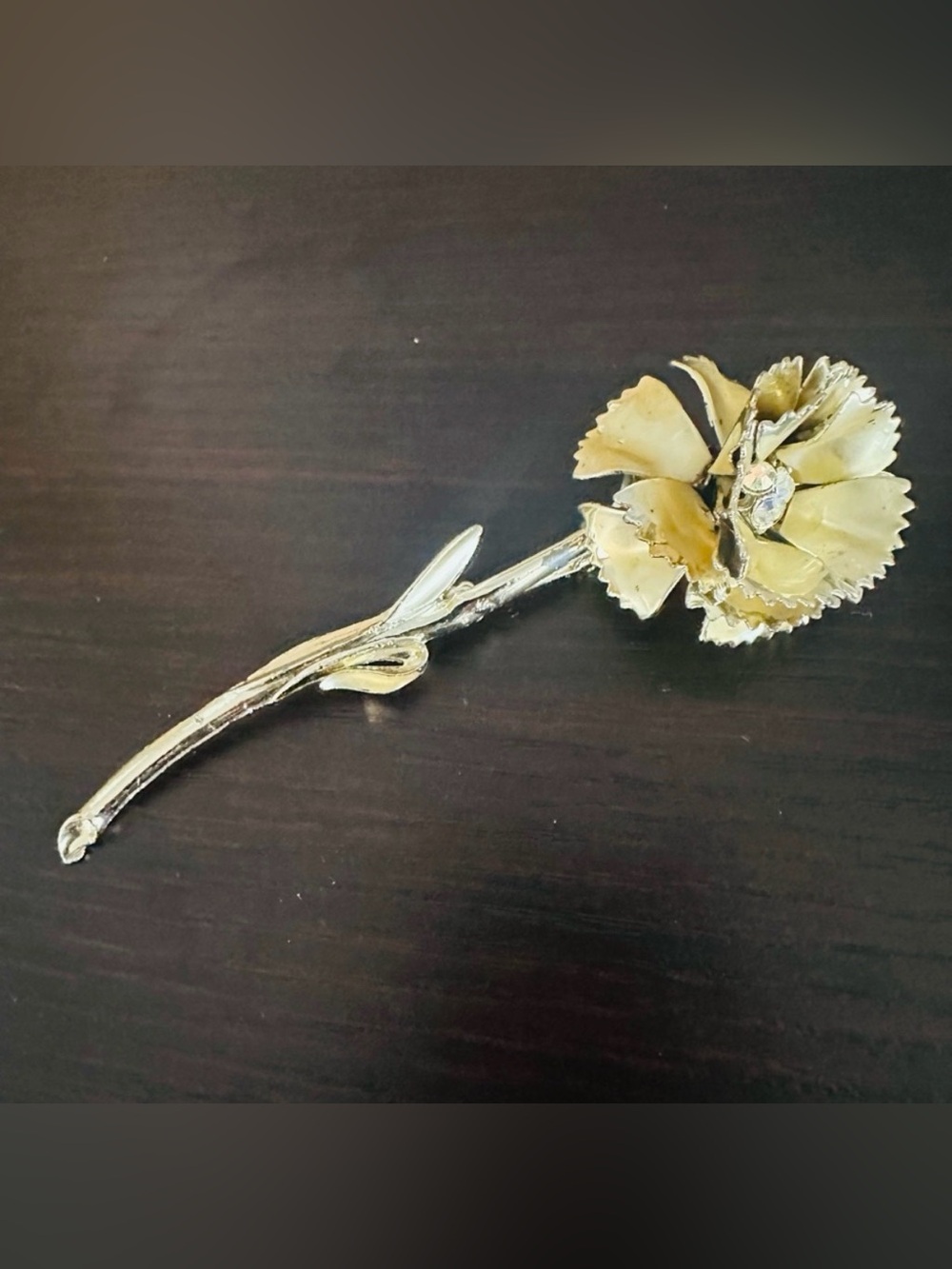 Vintage Long Stemmed Gold Toned Flower Brooch